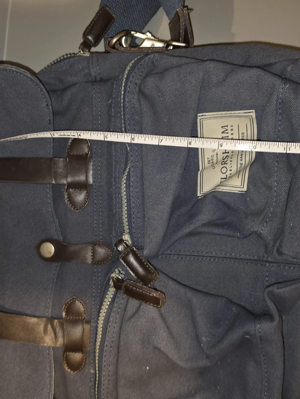 Florsheim Blue Canvas & Leather Messenger Crossbody Bag